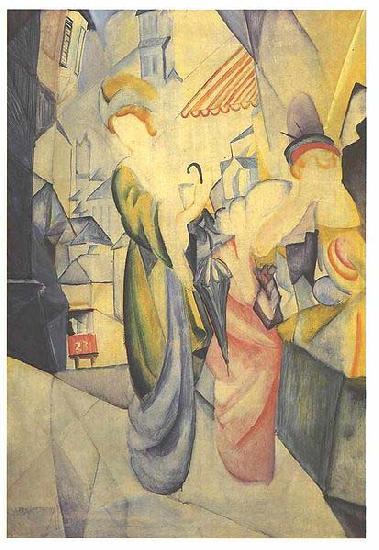 August Macke Bright woman in front of a hat store Sweden oil painting art
